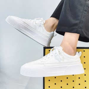 Chaussures pour hommes  à lacets, semelle en caoutchouc, augmentation de la taille, blanc/noir.