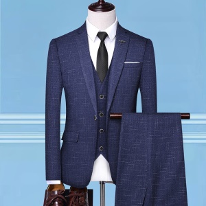 Costume trois pièces pour hommes (blazer + gilet à boutons + pantalon de costume) coupe slim