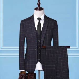 Costume trois pièces pour hommes (blazer + gilet à boutons + pantalon de costume) coupe slim