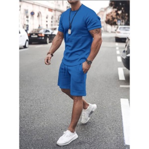 Ensemble de sport décontracté pour hommes (col rond T-shirt court + shorts) Polyester