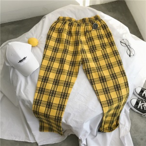 Pantalon casual stretch  à carreaux en coton homme