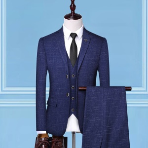 Costume trois pièces pour hommes (blazer + gilet à boutons + pantalon de costume) coupe slim