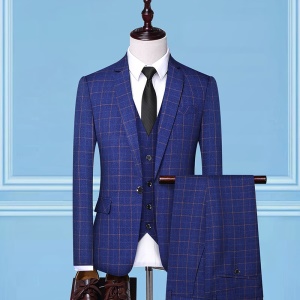 Costume trois pièces pour hommes (blazer + gilet à boutons + pantalon de costume) coupe slim