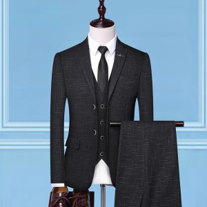 Costume trois pièces pour hommes (blazer + gilet à boutons + pantalon de costume) coupe slim