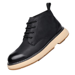Bottines courtes en cuir véritable pour hommes avec semelle en caoutchouc