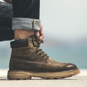 Bottes Martin pour hommes, mi-hauteur avec  semelle en cuir de vachette