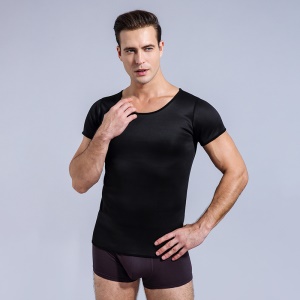 Body shaper homme à manches courtes col rond élastique