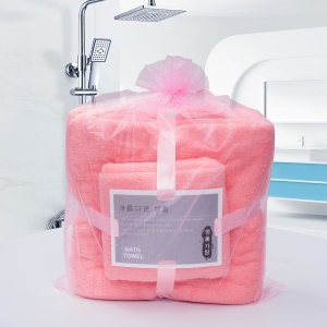 Ensemble de serviettes en velours de corail (1 * serviette + 1 * serviette de bain) doux et absorbant