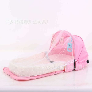 Lit pour bébé avec moustiquaire anti-pression pliable