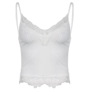 Femmes haut camisole sexy col en V dentelle