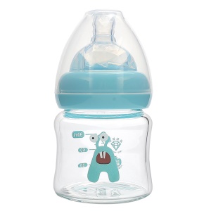 Biberon en verre à large ouverture avec tétine en silicone pour bébé