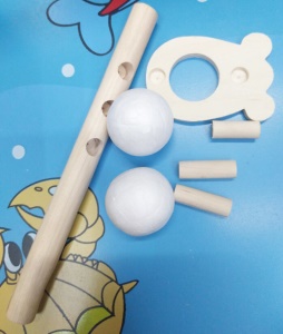 Boule de soufflage en mousse support en bois