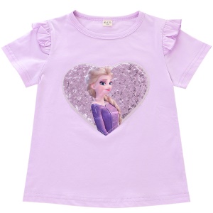 T-shirt à manches courtes avec paillettes pour les filles de 3 à 8 ans