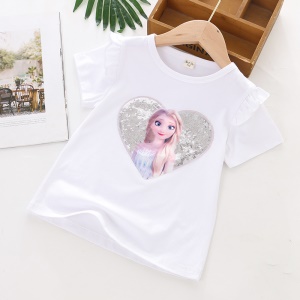 T-shirt à manches courtes avec paillettes pour les filles de 3 à 8 ans