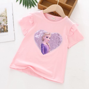 T-shirt à manches courtes avec paillettes pour les filles de 3 à 8 ans