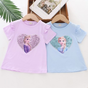 T-shirt à manches courtes avec paillettes pour les filles de 3 à 8 ans