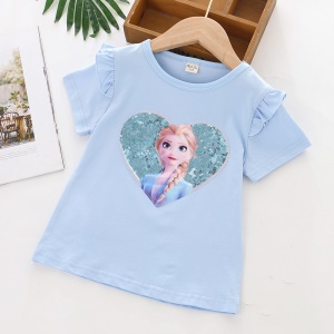 T-shirt à manches courtes avec paillettes pour les filles de 3 à 8 ans