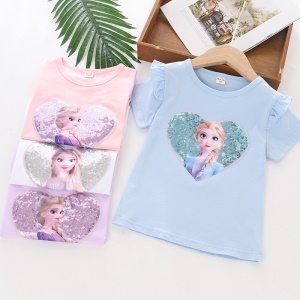 T-shirt à manches courtes avec paillettes pour les filles de 3 à 8 ans