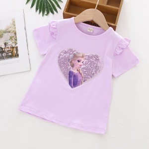T-shirt à manches courtes avec paillettes pour les filles de 3 à 8 ans