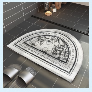 Tapis de sol pour salle de bain semi-circulaire absorbant et antidérapant