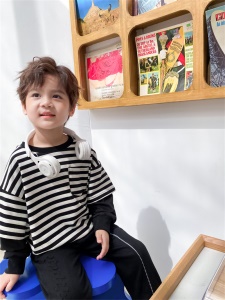 Sweat rayés pour enfants faux deux pièces