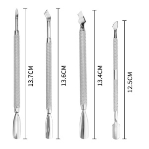 Outils de manucure double tête 4 pièces en acier inoxydable