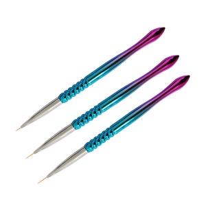 Pinceaux en détail à ongles Set de 3 pcs corps du stylo électroplaqué