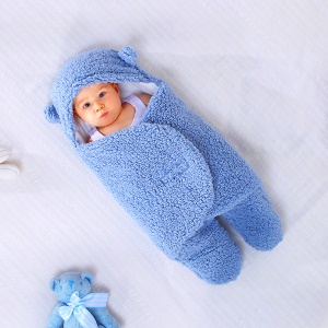 Couverture envoloppante bébé en coton imitation velours d'agneau
