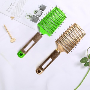 Peigne de massage à cheveux bouclés en plastique forme incurvé