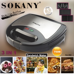 Grille-pain sokany en acier inoxydable 3 en 1