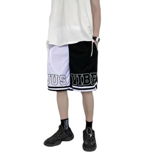 Short de basket-ball brodé et respirant pour hommes