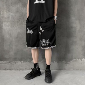 Short de basket-ball brodé et respirant pour hommes