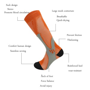 Chaussettes long de compression d'extérieur en maille respirant et évacuant la transpiration