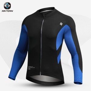 Maillot à manches longues pour vélo de route de couleur unie, respirant et à séchage rapide