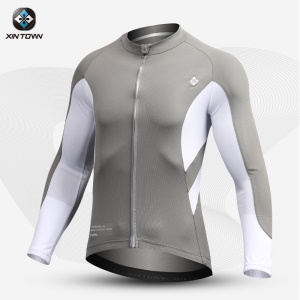 Maillot à manches longues pour vélo de route de couleur unie, respirant et à séchage rapide