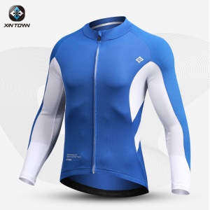 Maillot à manches longues pour vélo de route de couleur unie, respirant et à séchage rapide