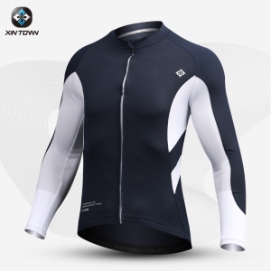 Maillot à manches longues pour vélo de route de couleur unie, respirant et à séchage rapide