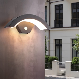 lampe murale à détecteur de corps en forme de lune, étanche