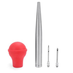 Double aiguille en acier inoxydable de pompe de dinde， compte-gouttes de silicone avec le kit  de nettoyage