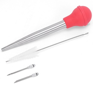 Double aiguille en acier inoxydable de pompe de dinde， compte-gouttes de silicone avec le kit  de nettoyage