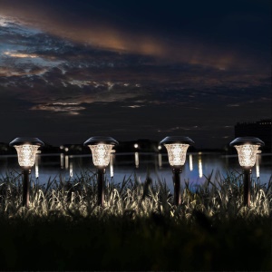 Lumière de pelouse solaire étanche en verre et  en acier inoxydable led