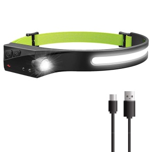 Lampe frontale de course de nuit à double source lumineuse, étanche et rechargeable par USB.