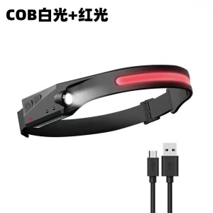 Lampe frontale de course de nuit à double source lumineuse, étanche et rechargeable par USB.