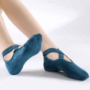 Chaussettes de yoga à courroies croisées antidérapantes
