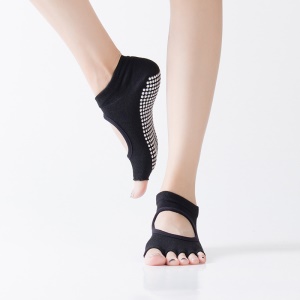 Chaussettes de yoga Dos ouvert et orteil ouvert Caoutchouc à points antidérapants