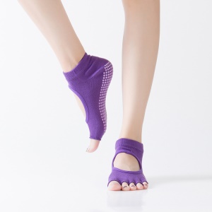 Chaussettes de yoga Dos ouvert et orteil ouvert Caoutchouc à points antidérapants