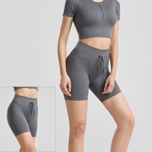 Taoyekma Short de yoga  avec cordon fileté taille haute