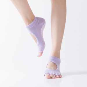 Chaussettes de yoga Dos ouvert et orteil ouvert Caoutchouc à points antidérapants