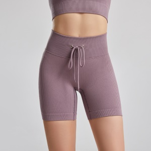 Taoyekma Short de yoga  avec cordon fileté taille haute