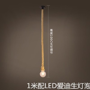 Ampoule sur corde de chanvre  en fer forgé lumière décorative d'intérieur